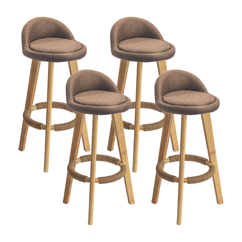 Modern Armless Backrest Counter Stool Wood Milk Tea Shop Bar Stool with Cushion and Pedal