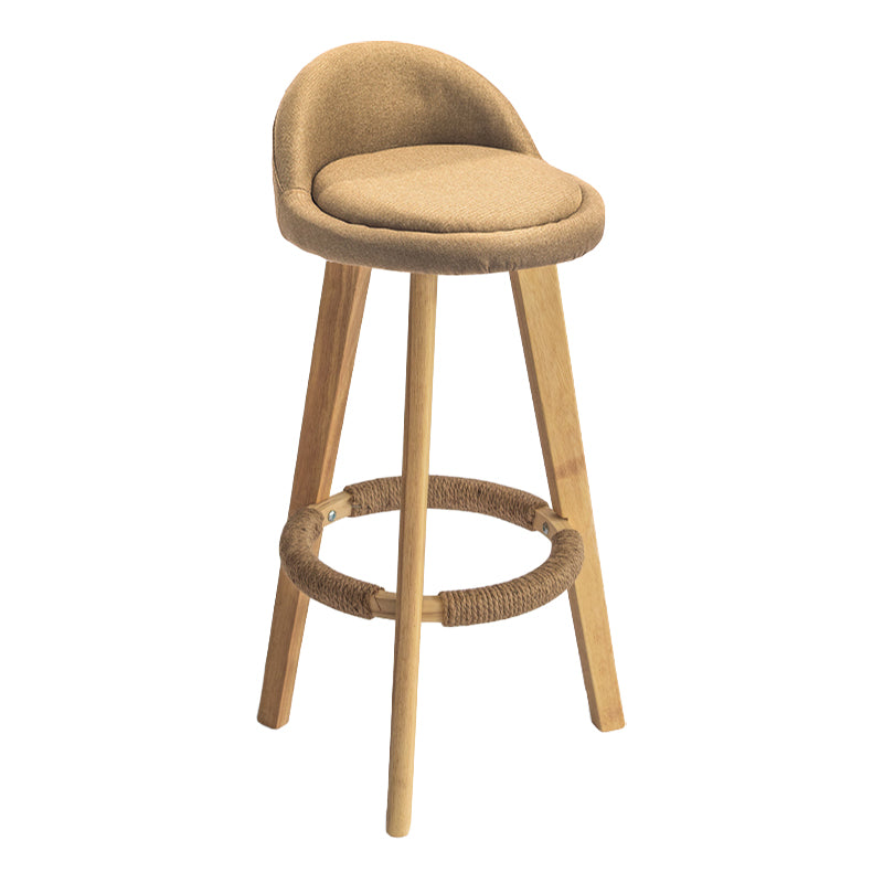 Modern Armless Backrest Counter Stool Wood Milk Tea Shop Bar Stool with Cushion and Pedal