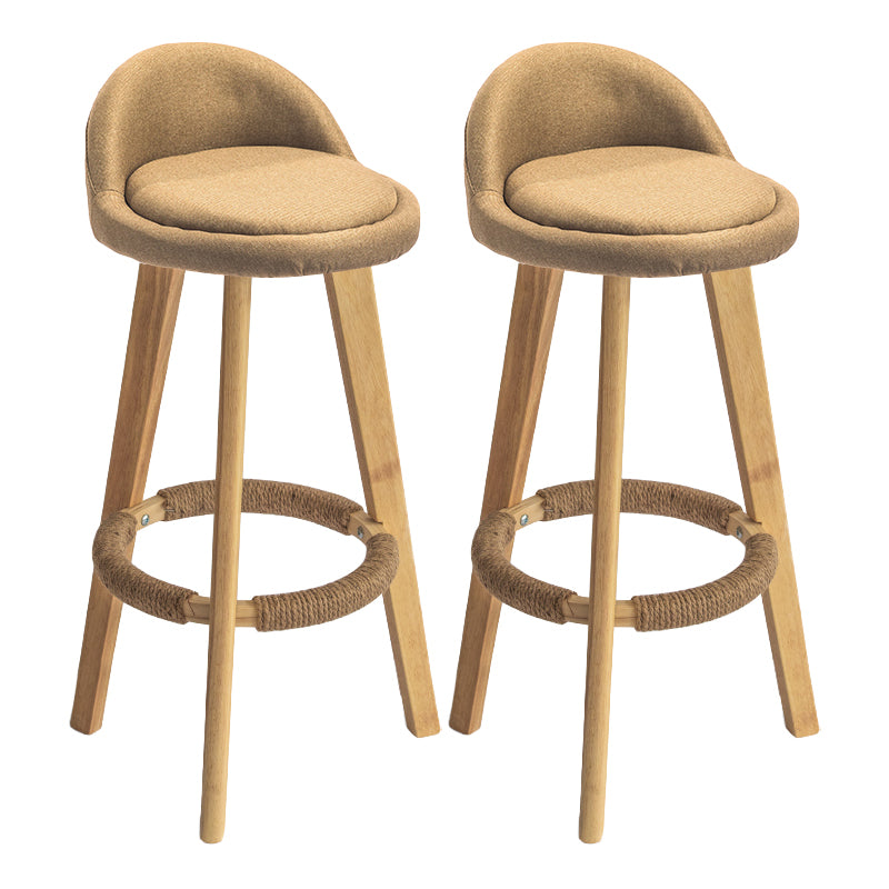Modern Armless Backrest Counter Stool Wood Milk Tea Shop Bar Stool with Cushion and Pedal