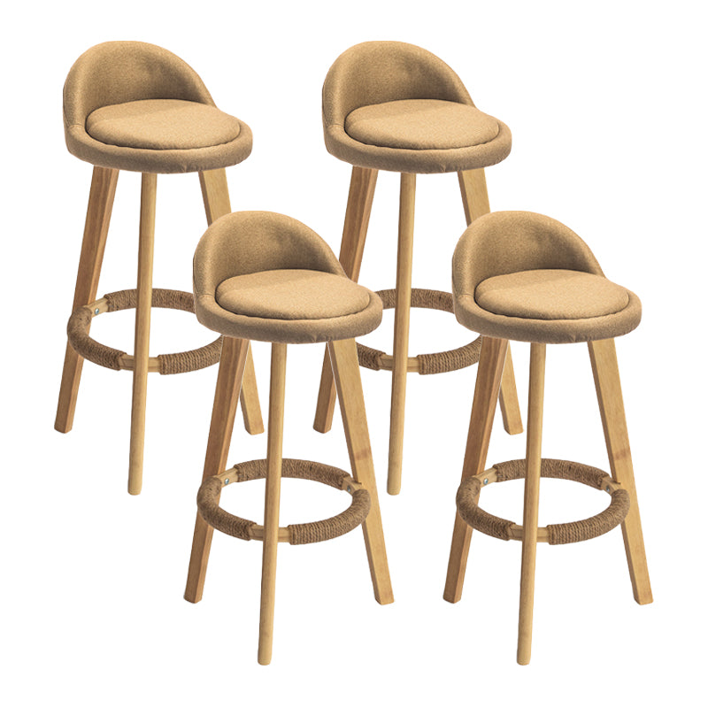 Modern Armless Backrest Counter Stool Wood Milk Tea Shop Bar Stool with Cushion and Pedal