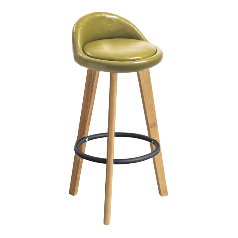 Modern Armless Backrest Counter Stool Wood Milk Tea Shop Bar Stool with Cushion and Pedal