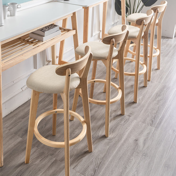 Moderner Tresenhocker ohne Armlehnen, Holz-Haushalts-Barhocker mit Kissen und Pedal