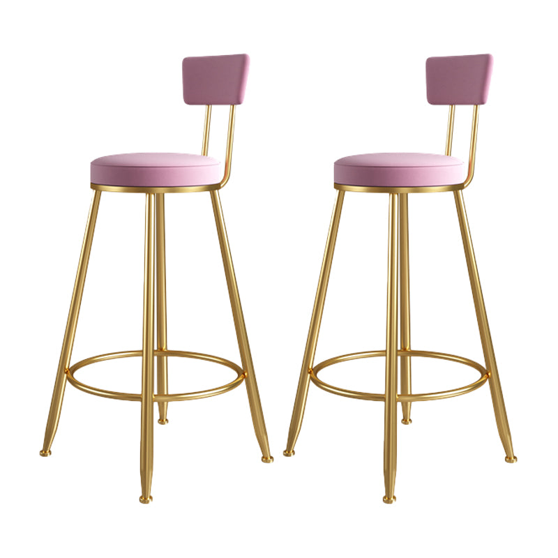 Taburete de bar tapizado de metal Glam, taburete de bar para sala de estar con patas de hierro y respaldo bajo, cojín