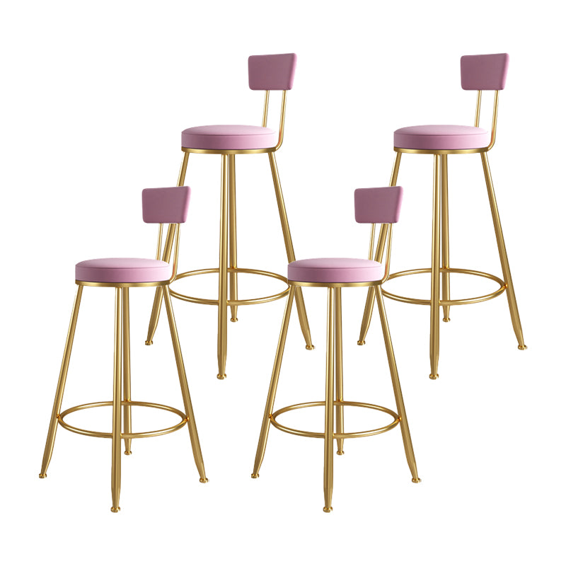 Taburete de bar tapizado de metal Glam, taburete de bar para sala de estar con patas de hierro y respaldo bajo, cojín