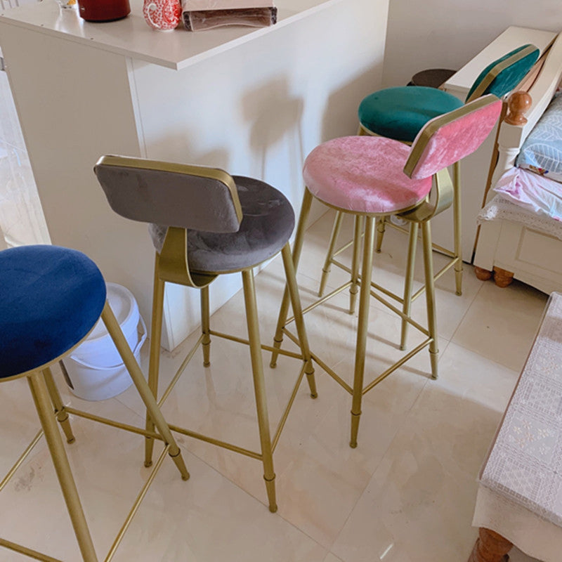 Glam Metal Upholstered Barstool Bristol Bar Stool with Iron Legs and Low Back,Cushion