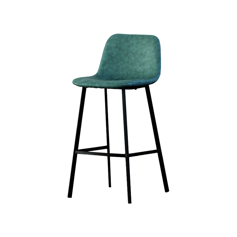 Contemporary Mental Leather Bar Stools Indoor Barstool with Iron Legs and Low Back