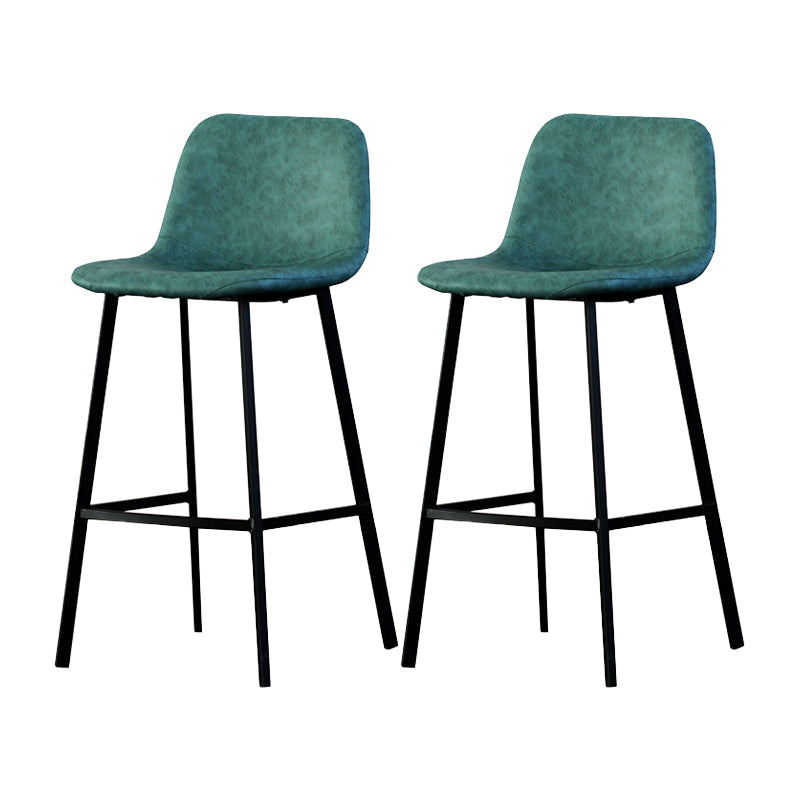 Contemporary Mental Leather Bar Stools Indoor Barstool with Iron Legs and Low Back
