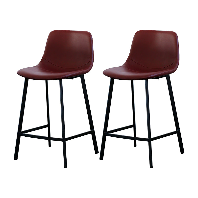 Contemporary Mental Leather Bar Stools Indoor Barstool with Iron Legs and Low Back