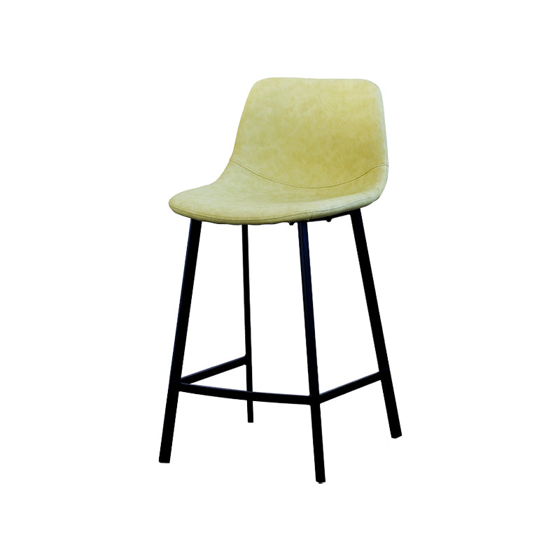 Contemporary Mental Leather Bar Stools Indoor Barstool with Iron Legs and Low Back