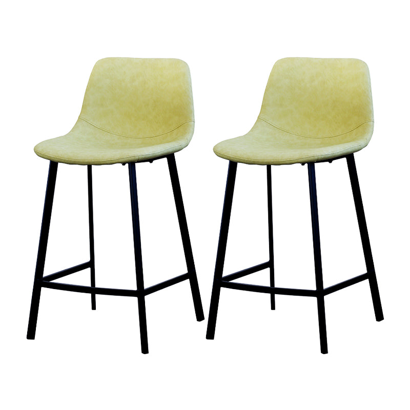 Contemporary Mental Leather Bar Stools Indoor Barstool with Iron Legs and Low Back