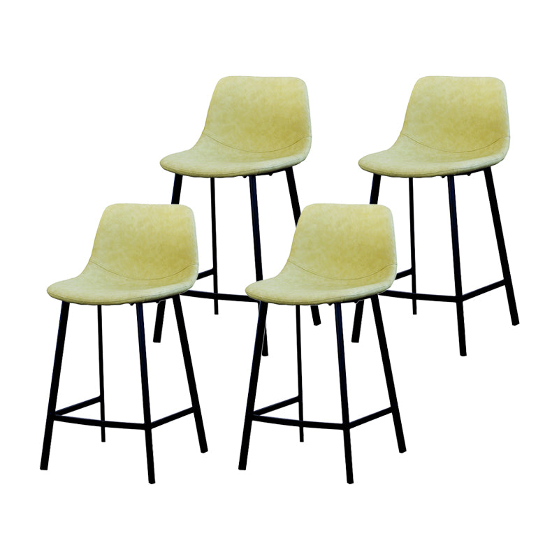 Contemporary Mental Leather Bar Stools Indoor Barstool with Iron Legs and Low Back