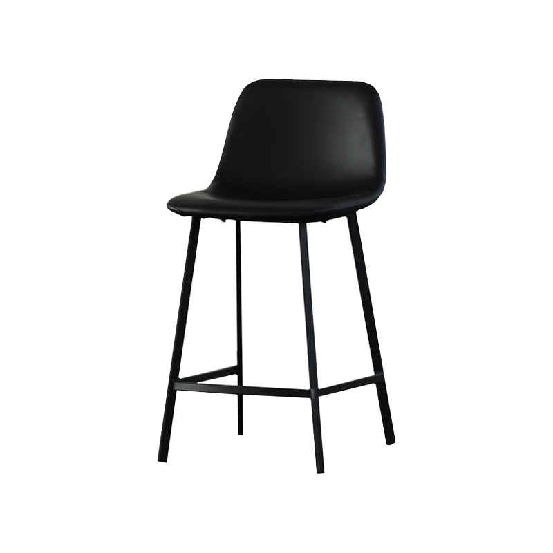 Contemporary Mental Leather Bar Stools Indoor Barstool with Iron Legs and Low Back