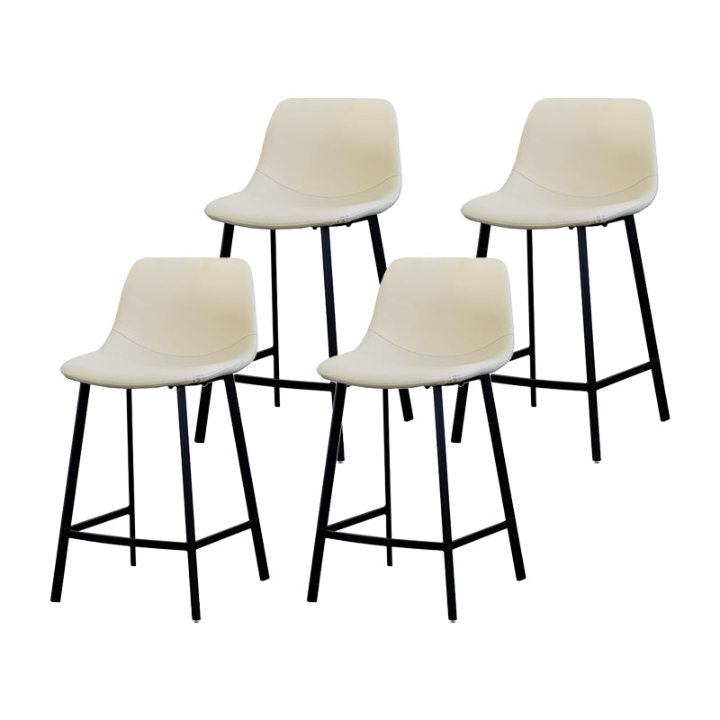 Contemporary Mental Leather Bar Stools Indoor Barstool with Iron Legs and Low Back