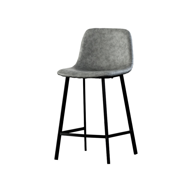Contemporary Mental Leather Bar Stools Indoor Barstool with Iron Legs and Low Back