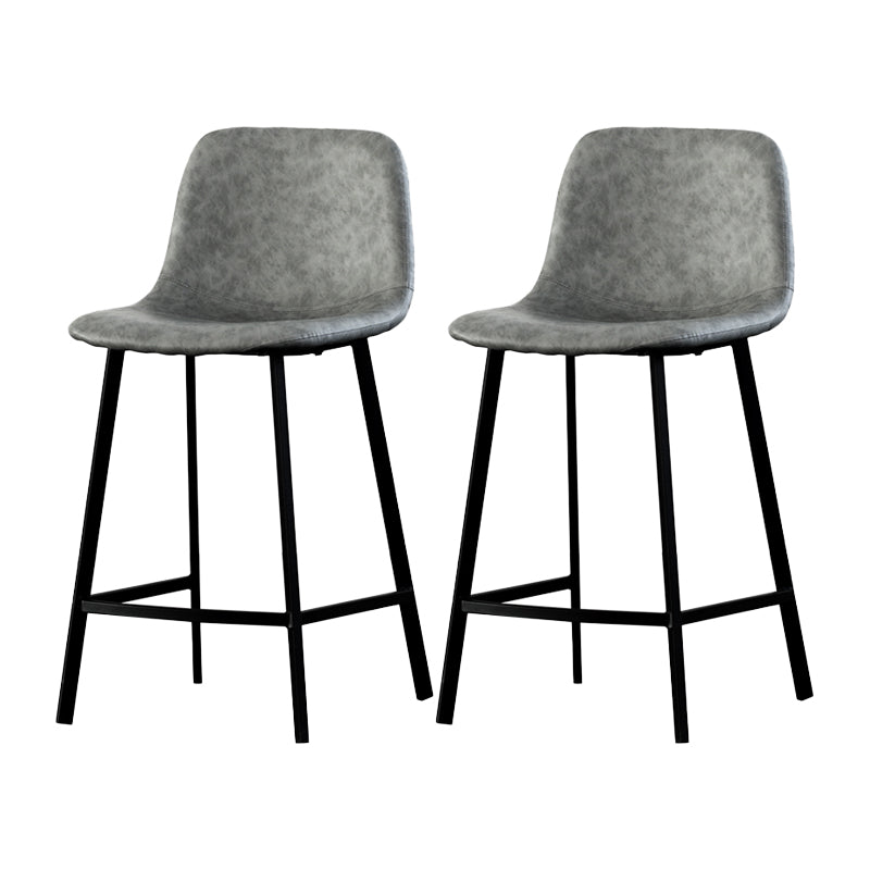Contemporary Mental Leather Bar Stools Indoor Barstool with Iron Legs and Low Back