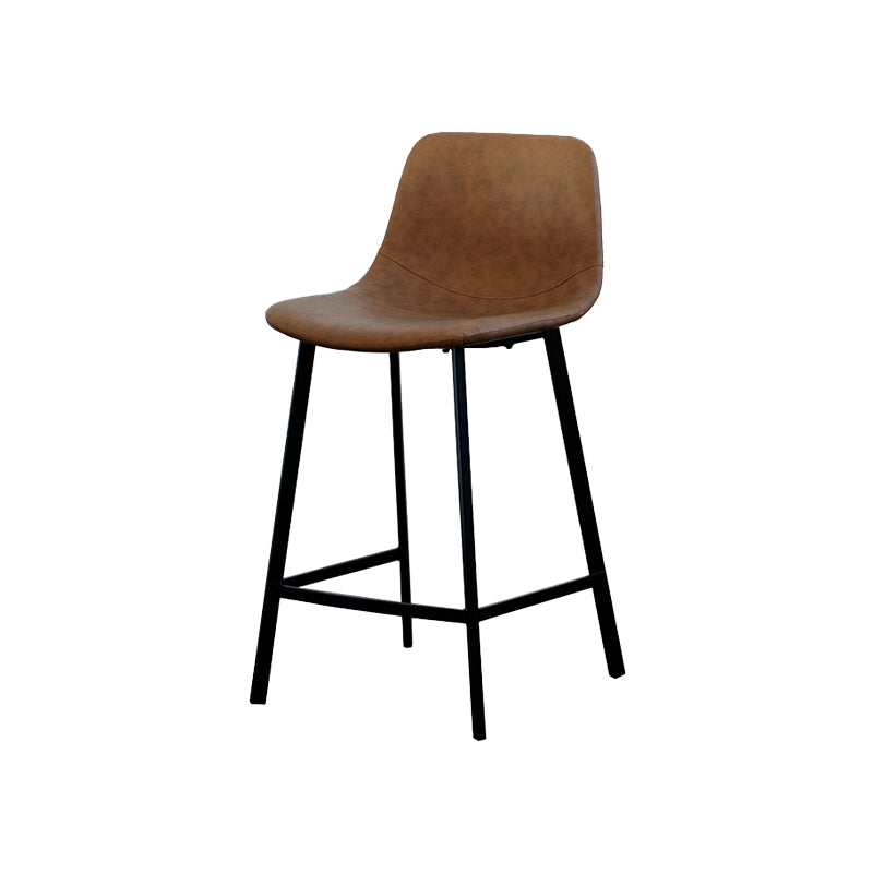 Contemporary Mental Leather Bar Stools Indoor Barstool with Iron Legs and Low Back