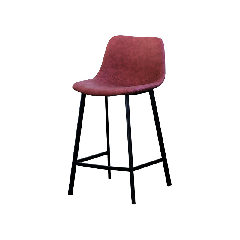 Contemporary Mental Leather Bar Stools Indoor Barstool with Iron Legs and Low Back