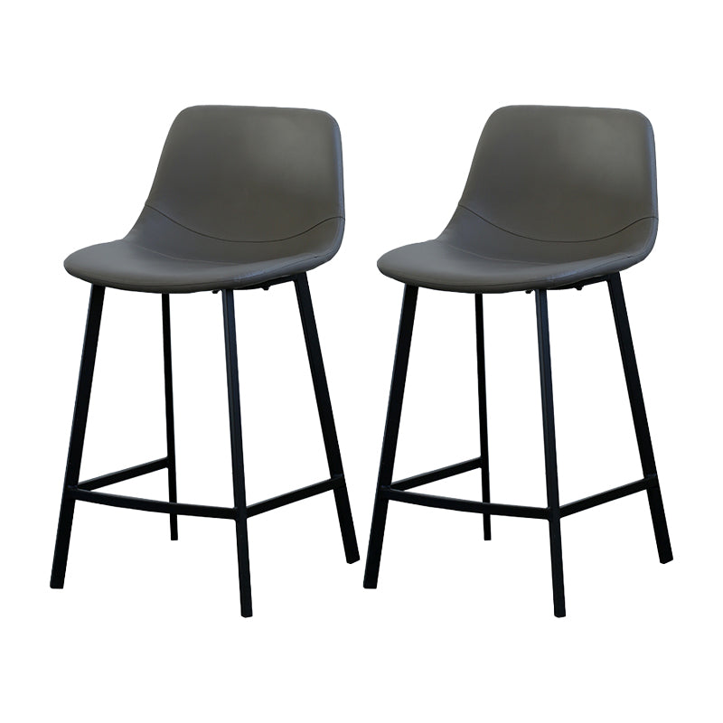 Contemporary Mental Leather Bar Stools Indoor Barstool with Iron Legs and Low Back