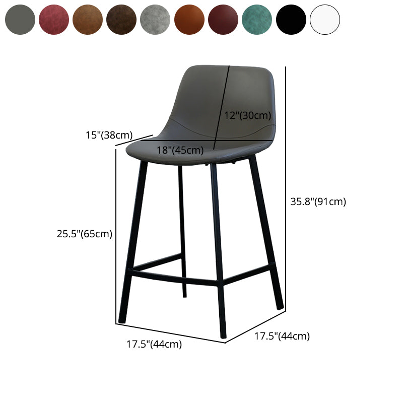Contemporary Mental Leather Bar Stools Indoor Barstool with Iron Legs and Low Back