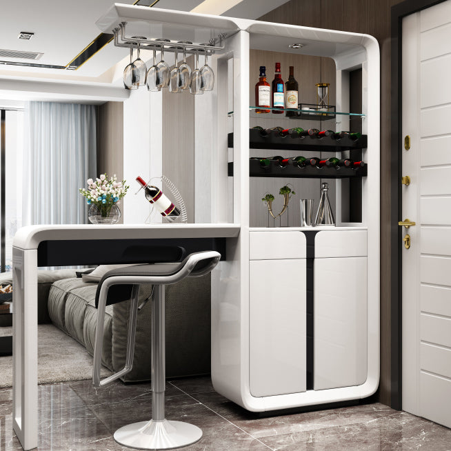 Mesa de barra laminada blanca glamorosa 39.3 "H Mesa de bistro con portavasos, solo mesa