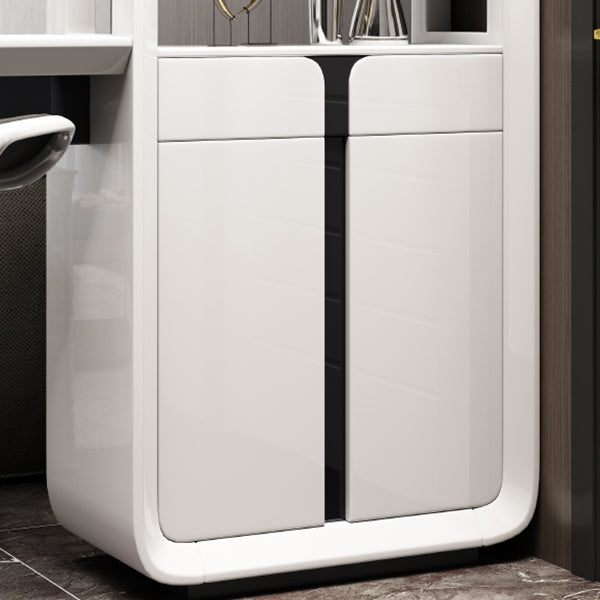 Mesa de barra laminada blanca glamorosa 39.3 "H Mesa de bistro con portavasos, solo mesa