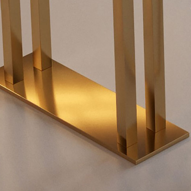 Dining Room Rectangle Wood Top Counter Table Gold Legs Glam Style Bar Table