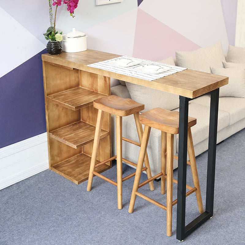 Industrial Style Bar Table Original Wood Top 42-inch Height Pub Table for Dining Room