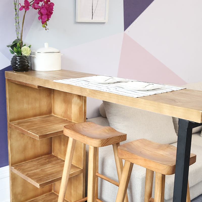 Industrial Style Bar Table Original Wood Top 42-inch Height Pub Table for Dining Room