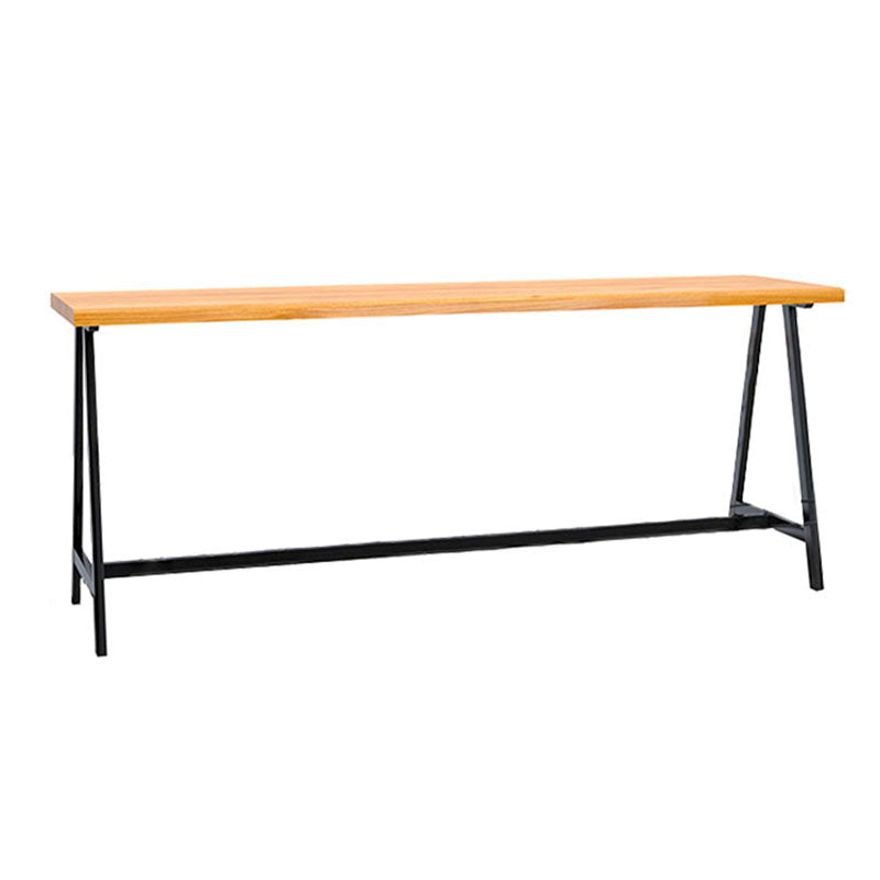 Dining Room Rectangle Wood Top Counter Table Metal Black Legs Industrial Bar Table