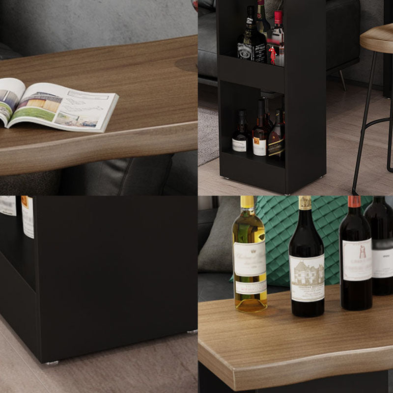 Mesa de barra de pub de pino industrial mesa de barra de doble pedestal de hierro interior con 2 estantes