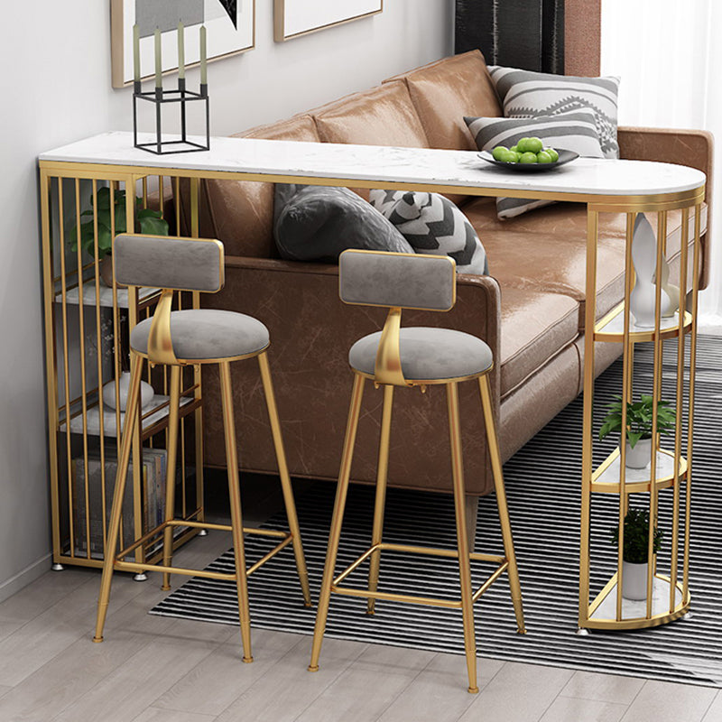 Tavolo da bar per pub in marmo in finto glam tavolo da pranzo a doppio piedistallo in ferro con 6 scaffali