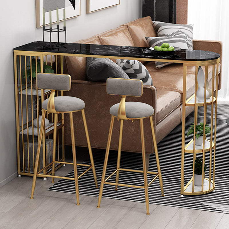 Tavolo da bar per pub in marmo in finto glam tavolo da pranzo a doppio piedistallo in ferro con 6 scaffali