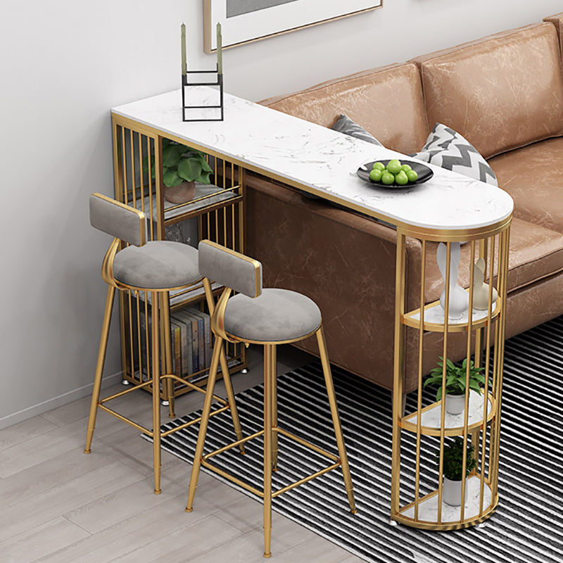 Tavolo da bar per pub in marmo in finto glam tavolo da pranzo a doppio piedistallo in ferro con 6 scaffali