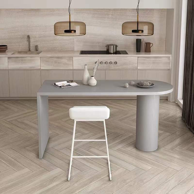 Industrial White Iron Bar Table Wood Specialty Top 41.3"H Bistro Table