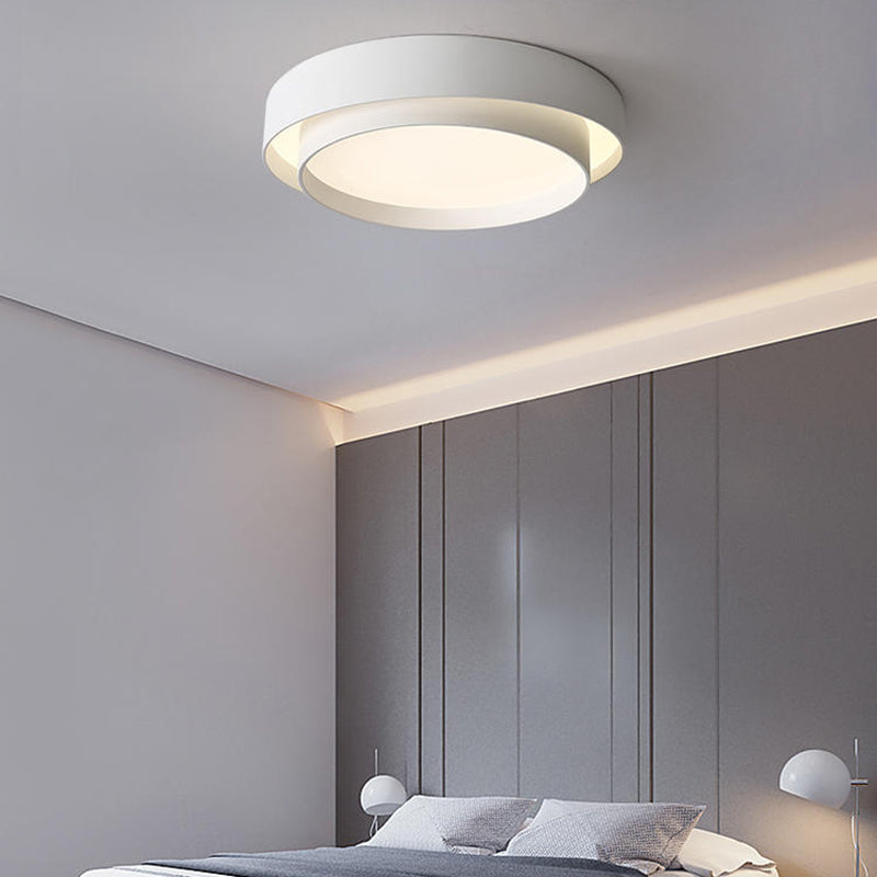 Modern Simplicity LED Ceiling Light Lacquered Iron Circular Flush Mount with Acrylic Shade
