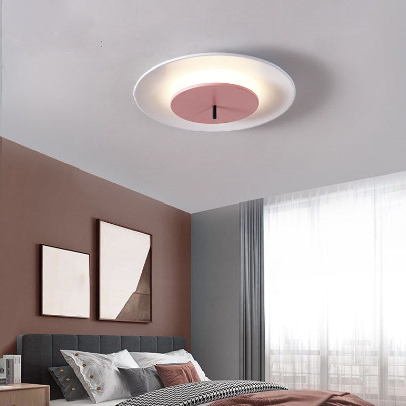 Acrylic Circular LED Ceiling Fixture in Modern Nordic Style Lacquered Iron Macaroon Flush Mount