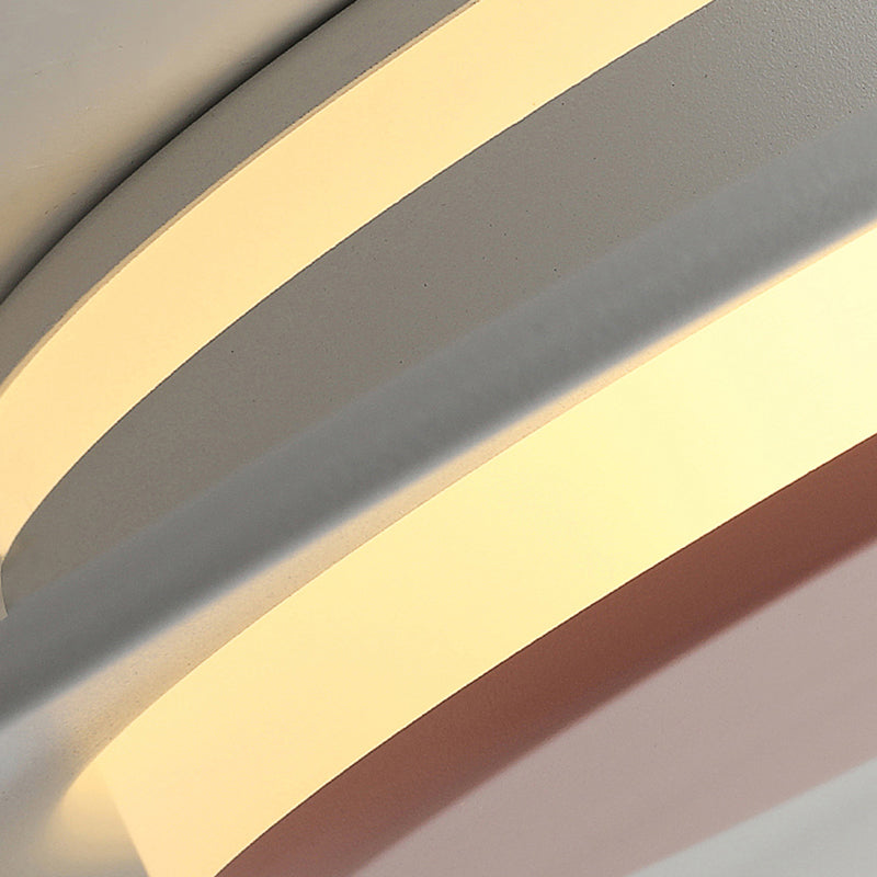 Acrylic Circular LED Ceiling Fixture in Modern Nordic Style Lacquered Iron Macaroon Flush Mount