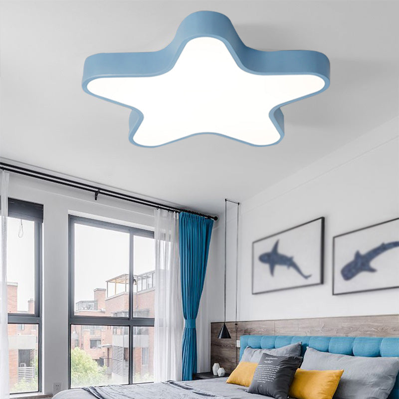 Pentagram Shape LED Ceiling Lamp Macaroon Modern Iron 1 Light Flush Mount for Bedroom