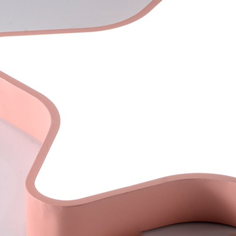 Pentagram Shape LED Ceiling Lamp Macaroon Modern Iron 1 Light Flush Mount for Bedroom