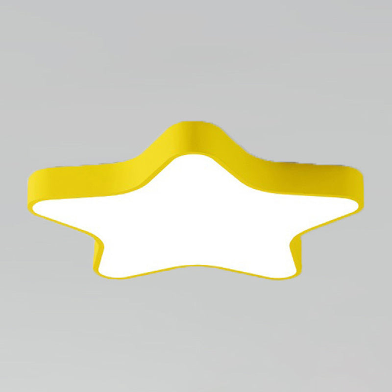 Pentagram Shape LED Ceiling Lamp Macaroon Modern Iron 1 Light Flush Mount for Bedroom