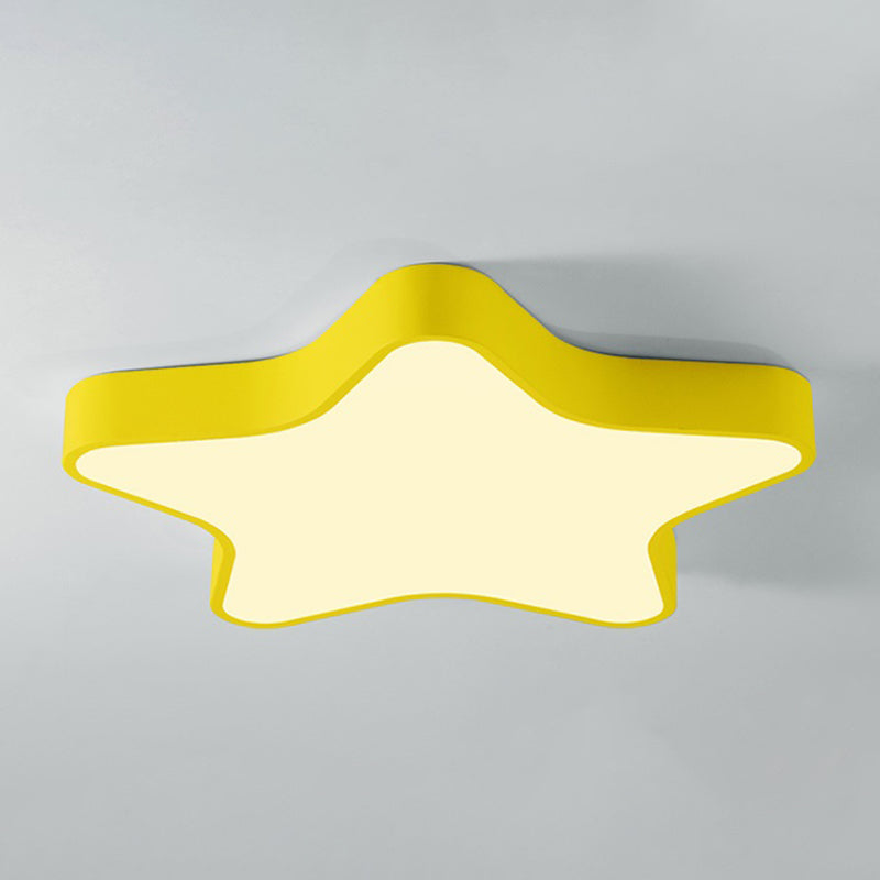 Pentagram Shape LED Ceiling Lamp Macaroon Modern Iron 1 Light Flush Mount for Bedroom