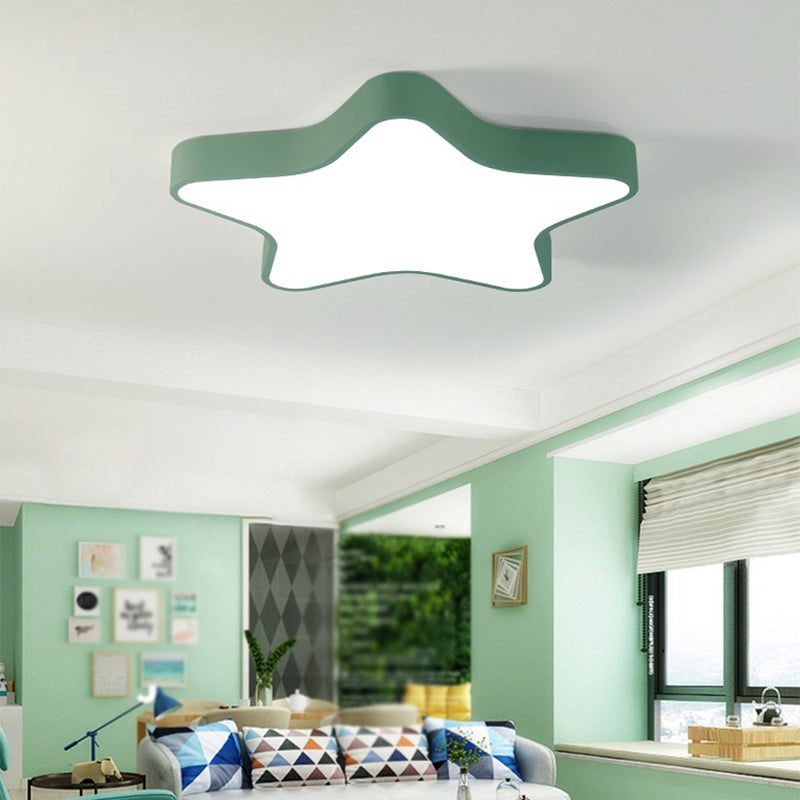 Pentagram Shape LED Ceiling Lamp Macaroon Modern Iron 1 Light Flush Mount for Bedroom