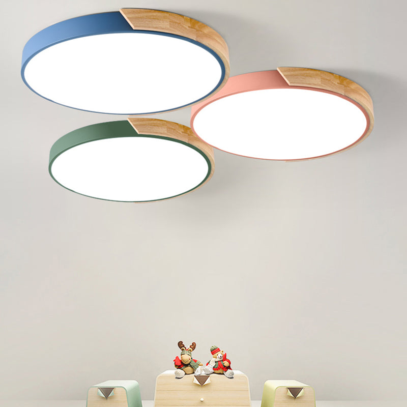 Lampada da soffitto a LED di forma rotonda Macaroon Moderna in ferro a 1 luce da incasso per studio