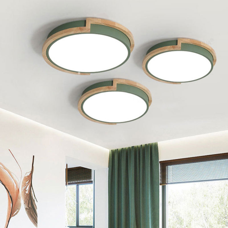 Round Shape LED Ceiling Lamp Macaroon Modern Iron 1 Light Flush Mount for Dining Room