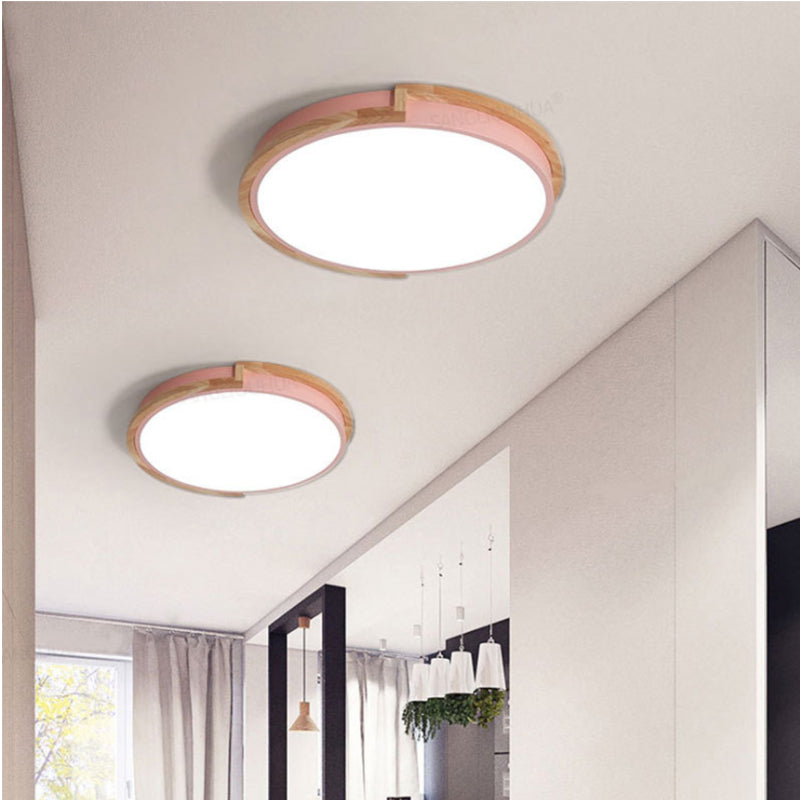 Round Shape LED Ceiling Lamp Macaroon Modern Iron 1 Light Flush Mount for Dining Room