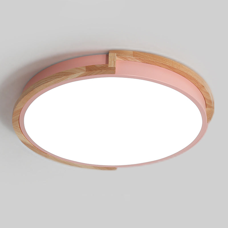 Round Shape LED Ceiling Lamp Macaroon Modern Iron 1 Light Flush Mount for Dining Room