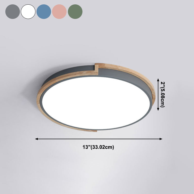 Round Shape LED Ceiling Lamp Macaroon Modern Iron 1 Light Flush Mount for Dining Room