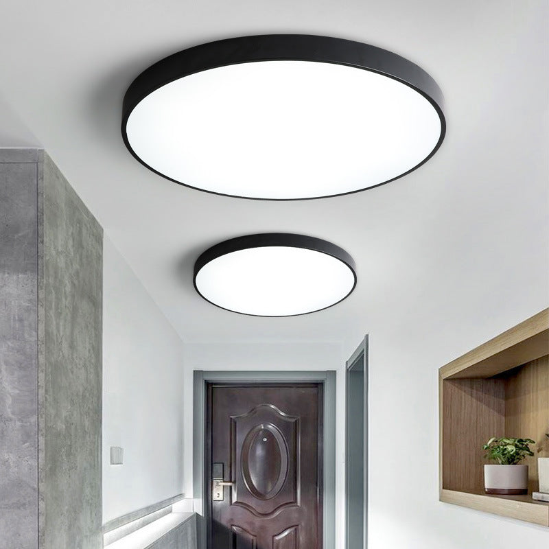 Plafonnier LED de forme ronde macaron fer moderne 1 lumière encastré pour balcon allée