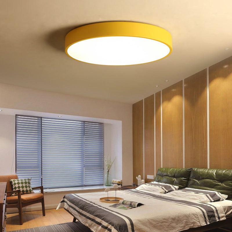 Round Shape LED Ceiling Lamp Macaroon Modern Iron 1 Light Flush Mount for Aisle Balcony