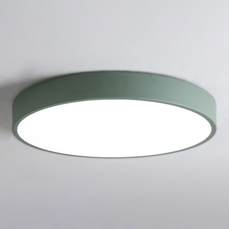 Round Shape LED Ceiling Lamp Macaroon Modern Iron 1 Light Flush Mount for Aisle Balcony